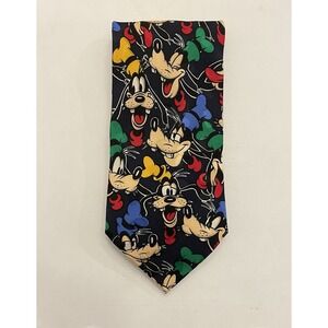 Mickey Inc Disney Tie Mens 100% Silk Hand Made GOOFY 90s Vintage